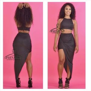 ***Goddess Suede 2pc skirt set